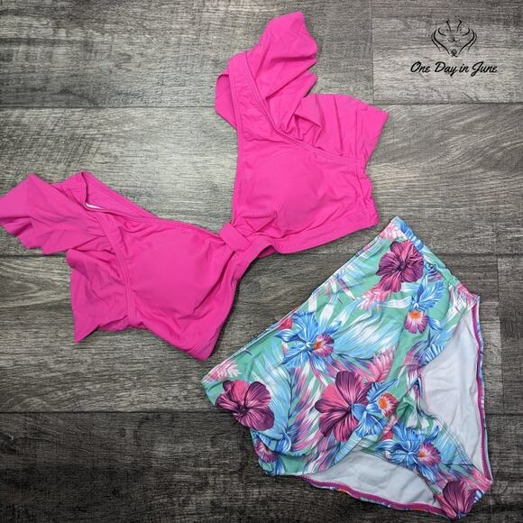 NAFLEAP Ruffle Shoulder High Waist Bikini Size M - Picture 1 of 3